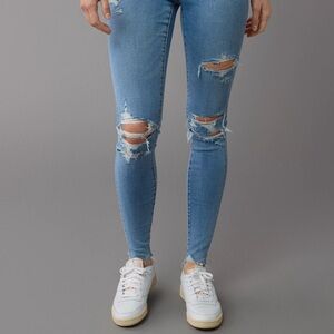 American Eagle Outfitters Light Blue Ripped Skinny Jeans
